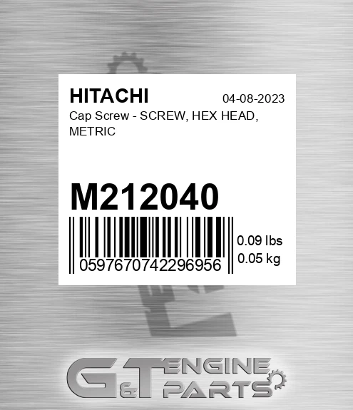 M212040 Cap Screw - SCREW, HEX HEAD, METRIC