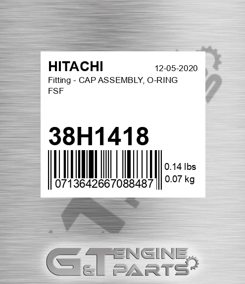 38H1418 Fitting - CAP ASSEMBLY, O-RING FSF