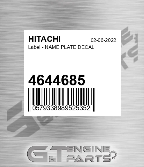 4644685 Label - NAME PLATE DECAL