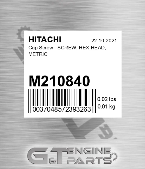 M210840 Cap Screw - SCREW, HEX HEAD, METRIC