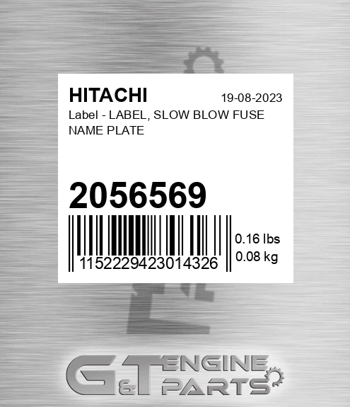 2056569 Label - LABEL, SLOW BLOW FUSE NAME PLATE