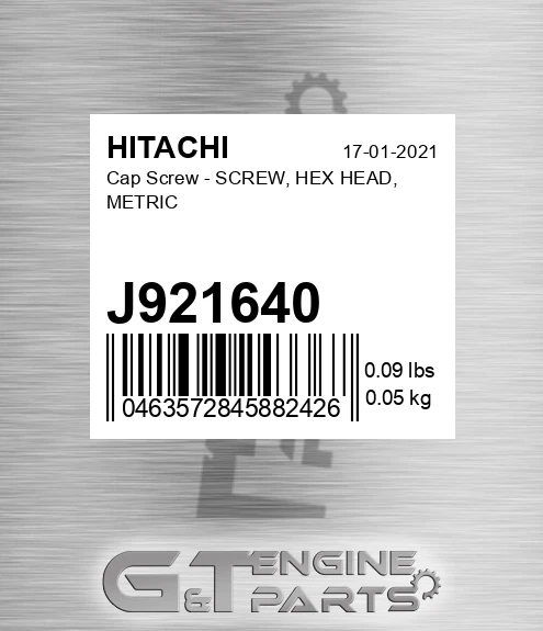 J921640 Cap Screw - SCREW, HEX HEAD, METRIC