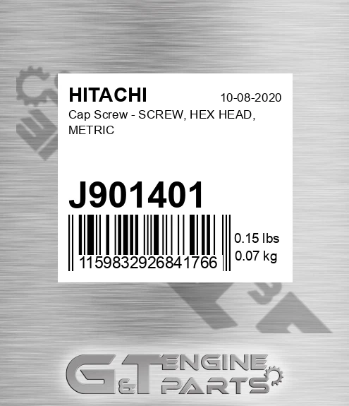 J901401 Cap Screw - SCREW, HEX HEAD, METRIC