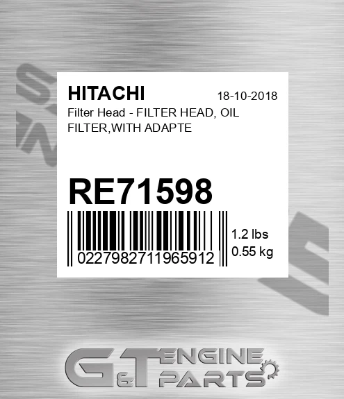 RE71598 Filter Head - FILTER HEAD, OIL FILTER,WITH ADAPTE