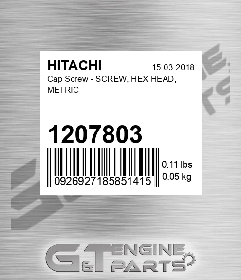 1207803 Cap Screw - SCREW, HEX HEAD, METRIC