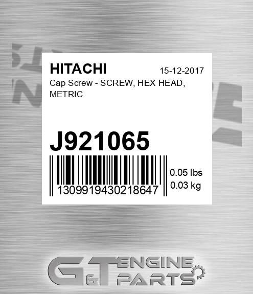 J921065 Cap Screw - SCREW, HEX HEAD, METRIC