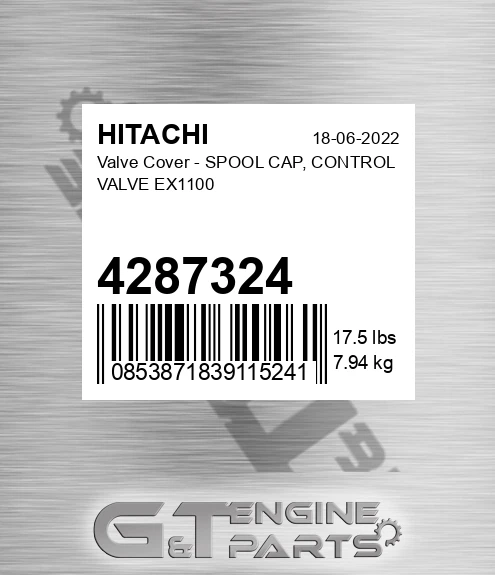 4287324 Valve Cover - SPOOL CAP, CONTROL VALVE EX1100