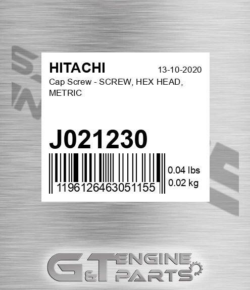 J021230 Cap Screw - SCREW, HEX HEAD, METRIC