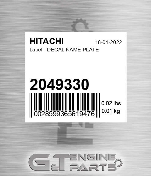 2049330 Label - DECAL NAME PLATE