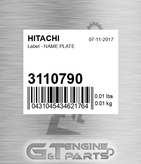 3110790 Label - NAME PLATE