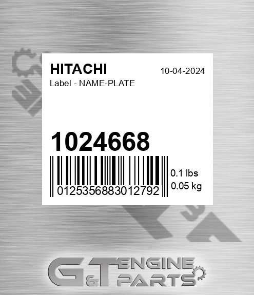 1024668 Label - NAME-PLATE