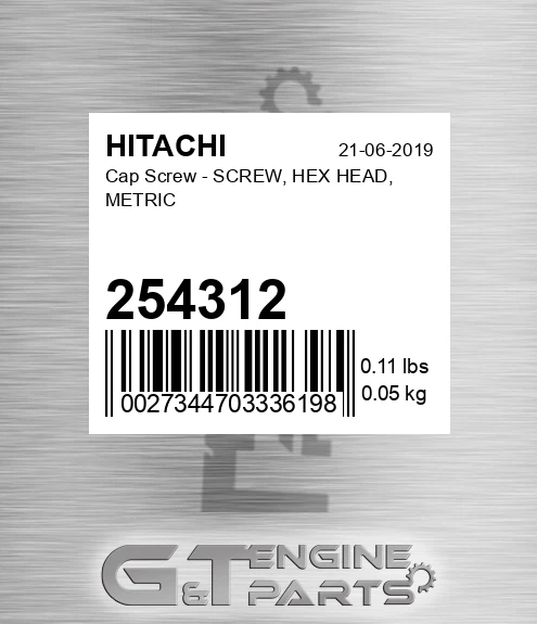 254312 Cap Screw - SCREW, HEX HEAD, METRIC