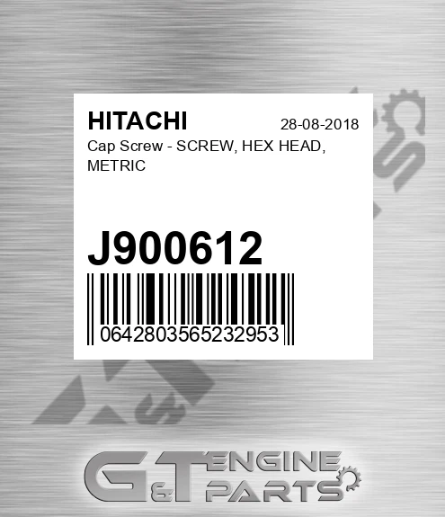 J900612 Cap Screw - SCREW, HEX HEAD, METRIC