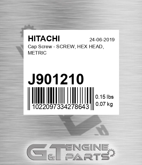J901210 Cap Screw - SCREW, HEX HEAD, METRIC