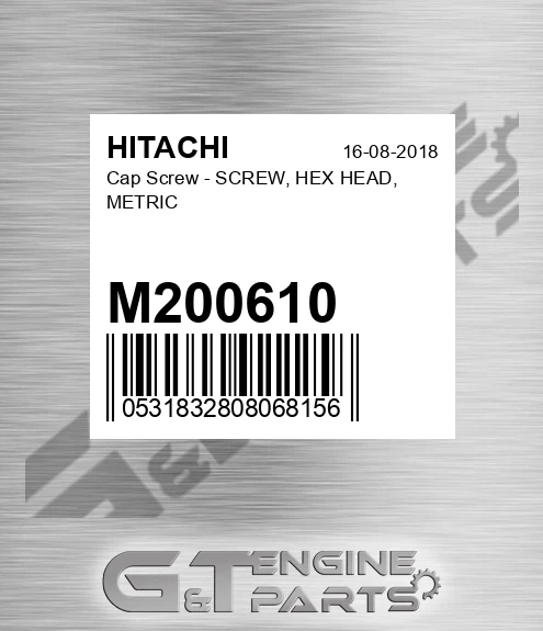 M200610 Cap Screw - SCREW, HEX HEAD, METRIC