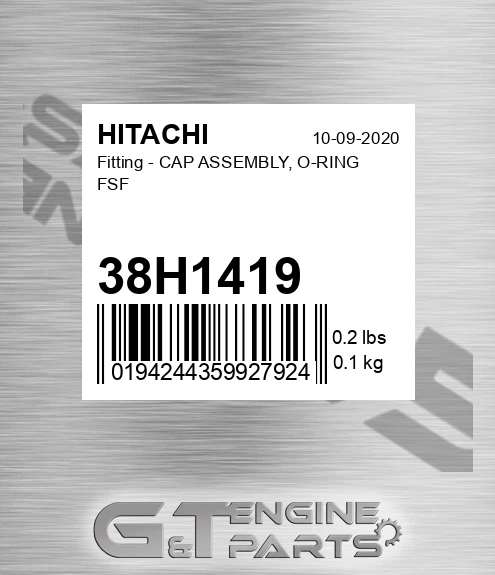 38H1419 Fitting - CAP ASSEMBLY, O-RING FSF