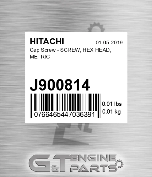 J900814 Cap Screw - SCREW, HEX HEAD, METRIC