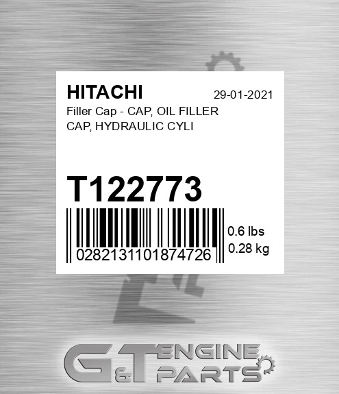 T122773 Filler Cap - CAP, OIL FILLER CAP, HYDRAULIC CYLI