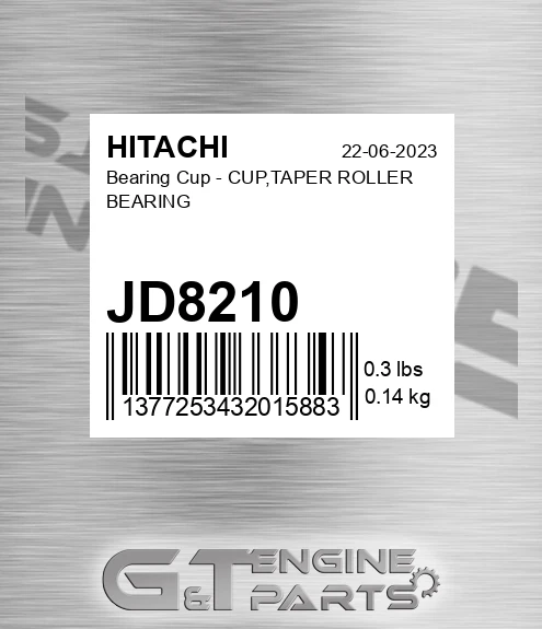 JD8210 Bearing Cup - CUP,TAPER ROLLER BEARING