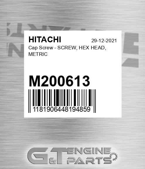 M200613 Cap Screw - SCREW, HEX HEAD, METRIC
