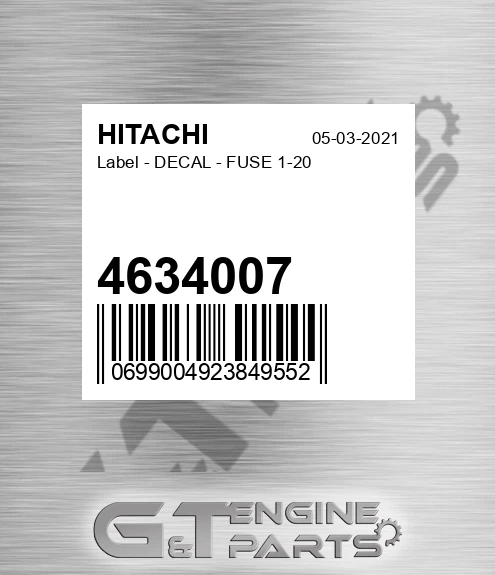 4634007 Label - DECAL - FUSE 1-20