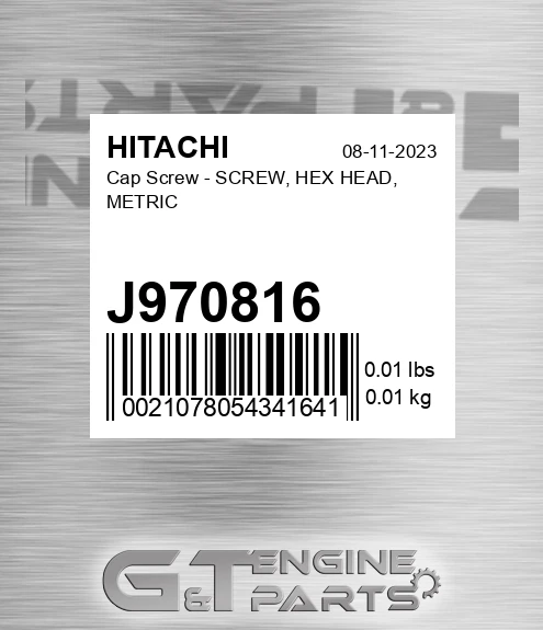 J970816 Cap Screw - SCREW, HEX HEAD, METRIC