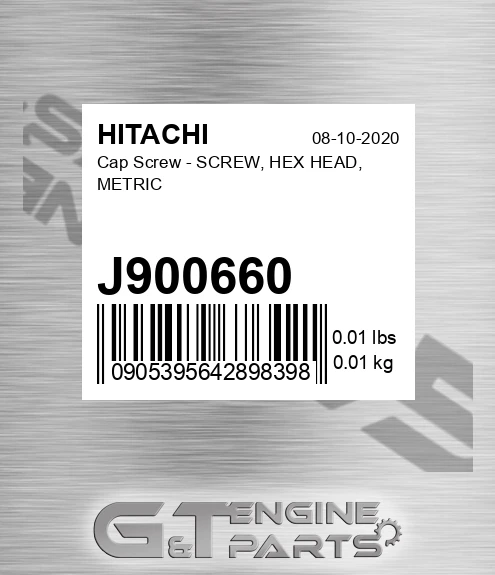 J900660 Cap Screw - SCREW, HEX HEAD, METRIC