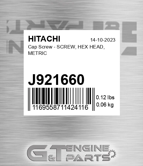 J921660 Cap Screw - SCREW, HEX HEAD, METRIC