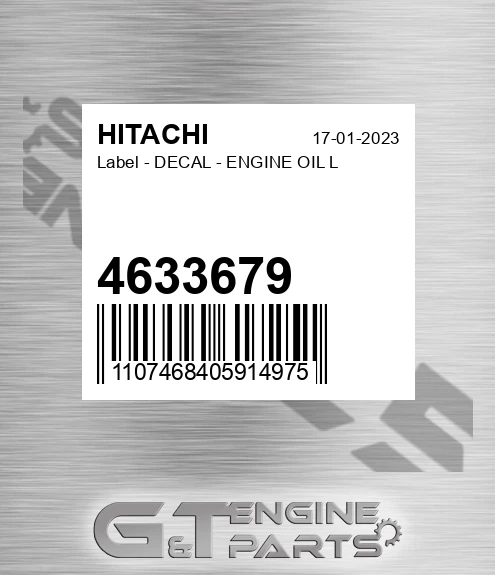 4633679 Label - DECAL - ENGINE OIL L