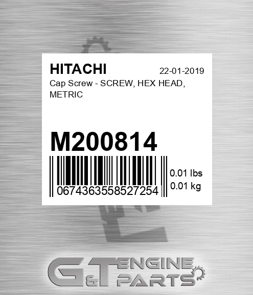 M200814 Cap Screw - SCREW, HEX HEAD, METRIC