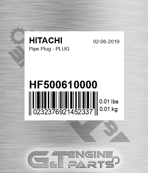 HF500610000 Pipe Plug - PLUG