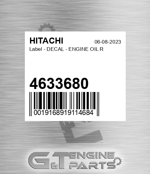 4633680 Label - DECAL - ENGINE OIL R