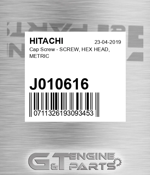 J010616 Cap Screw - SCREW, HEX HEAD, METRIC