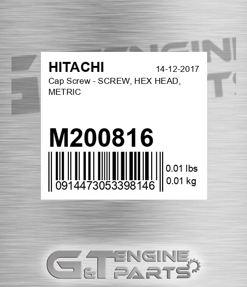 M200816 Cap Screw - SCREW, HEX HEAD, METRIC
