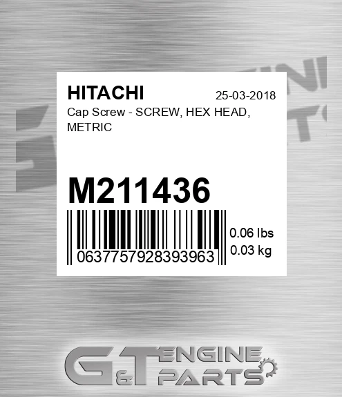 M211436 Cap Screw - SCREW, HEX HEAD, METRIC