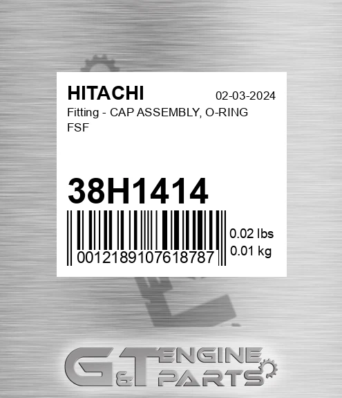 38H1414 Fitting - CAP ASSEMBLY, O-RING FSF