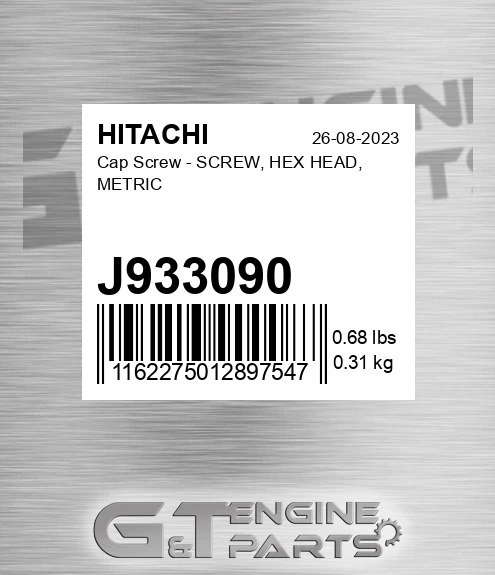 J933090 Cap Screw - SCREW, HEX HEAD, METRIC