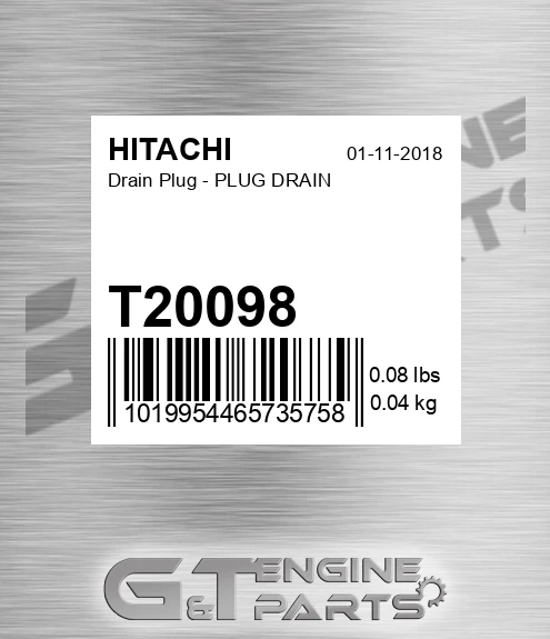 T20098 Drain Plug - PLUG DRAIN