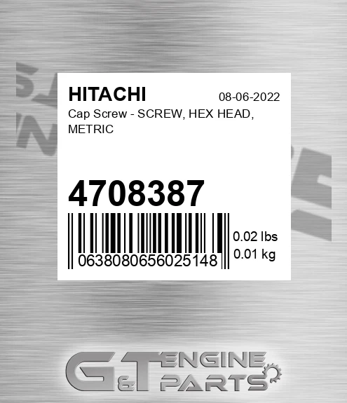 4708387 Cap Screw - SCREW, HEX HEAD, METRIC
