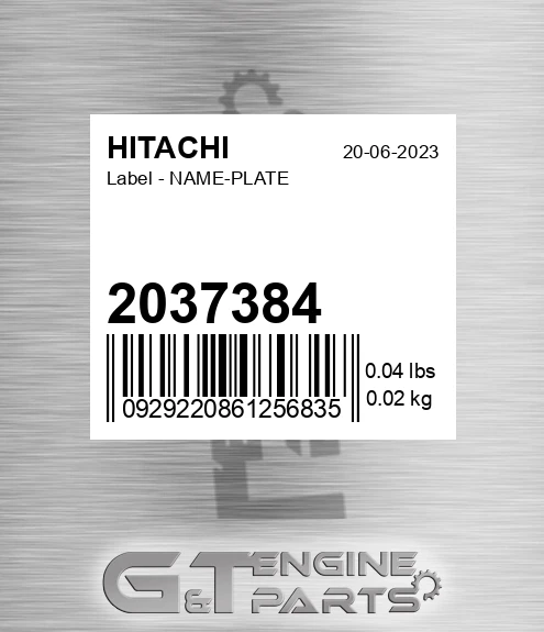 2037384 Label - NAME-PLATE