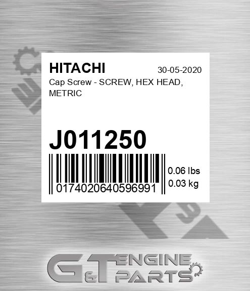 J011250 Cap Screw - SCREW, HEX HEAD, METRIC