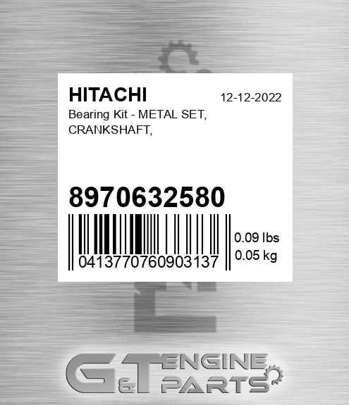 8970632580 Bearing Kit - METAL SET, CRANKSHAFT,