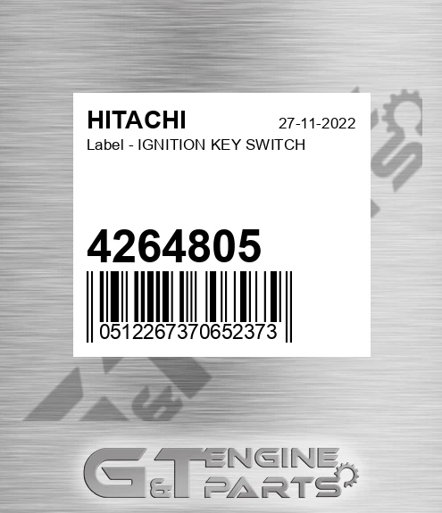 4264805 Label - IGNITION KEY SWITCH