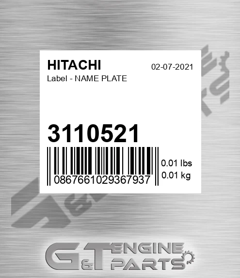 3110521 Label - NAME PLATE