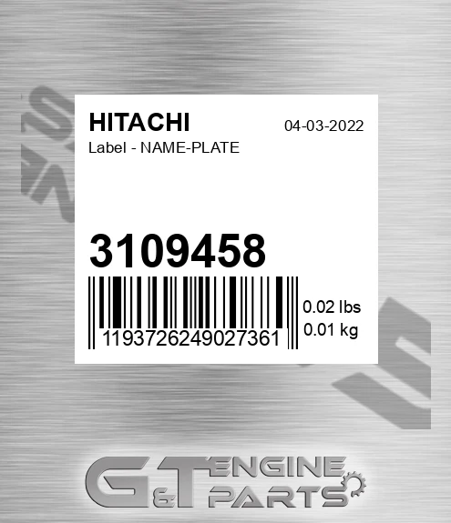 3109458 Label - NAME-PLATE