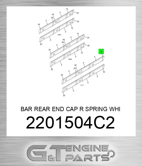 2201504C2 BAR REAR END CAP R SPRING WHI