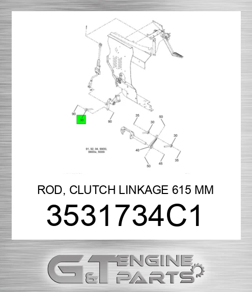 3531734C1 ROD, CLUTCH LINKAGE 615 MM LONG 30 MM BENT made to fit ...
