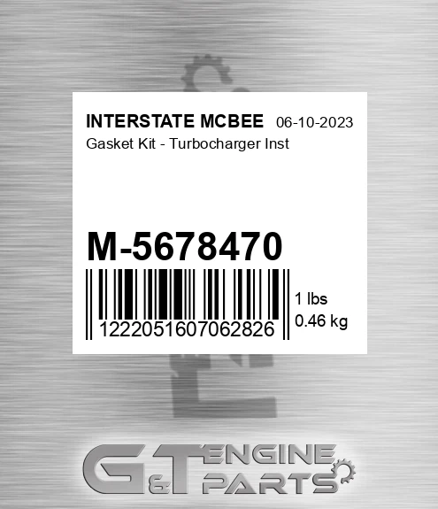 M-5678470 Gasket Kit - Turbocharger Inst