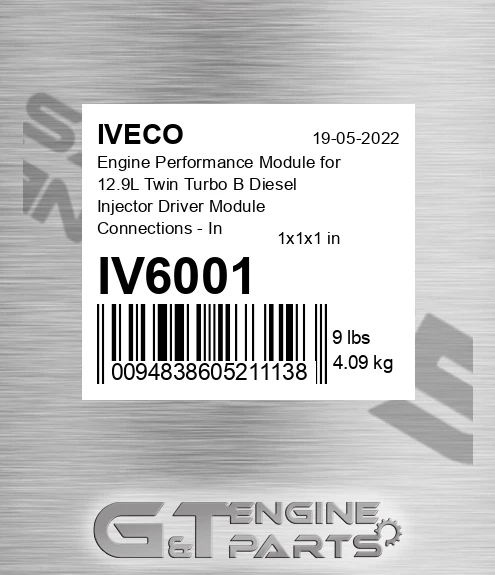 IV6001 Engine Performance Module for 12.9L Twin Turbo В Diesel Injector Driver Module Connections - Injector Map Stock - 15%-30%