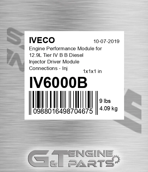 IV6000B Engine Performance Module for 12.9L Tier IV B В Diesel Injector Driver Module Connections - Injector Map Stock - 15%-30%